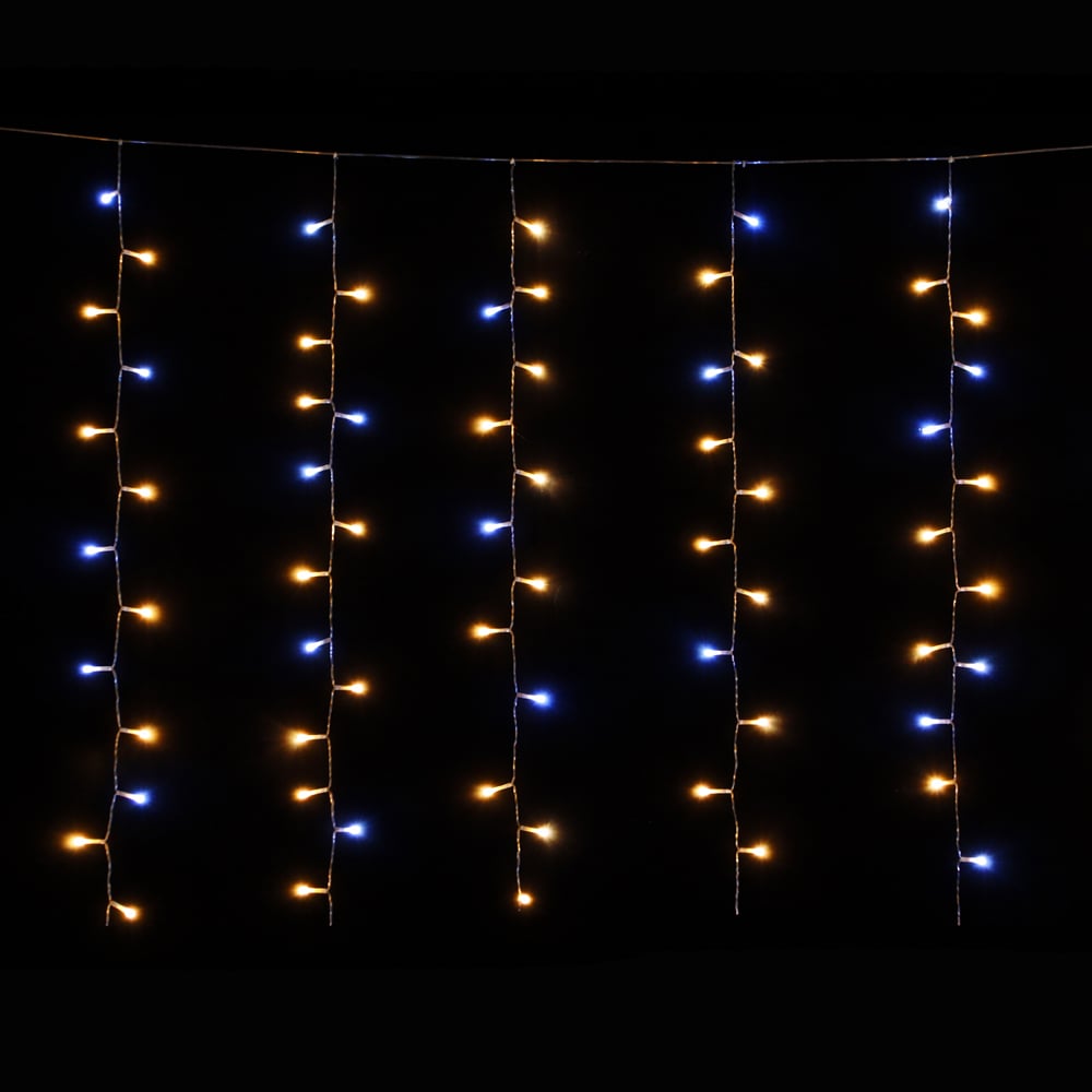 CORTINA 500 LED USO EXTERNO FIO PVC MACHO E FEMEA BIVOLT C/STROBO (BRANCO QUENTE