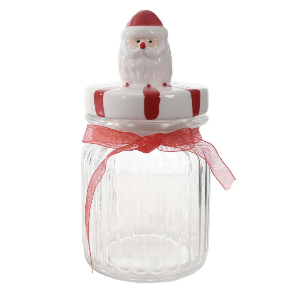 POTE VIDRO 300ml (VERMELHO BRANCO) 15X7,5cm