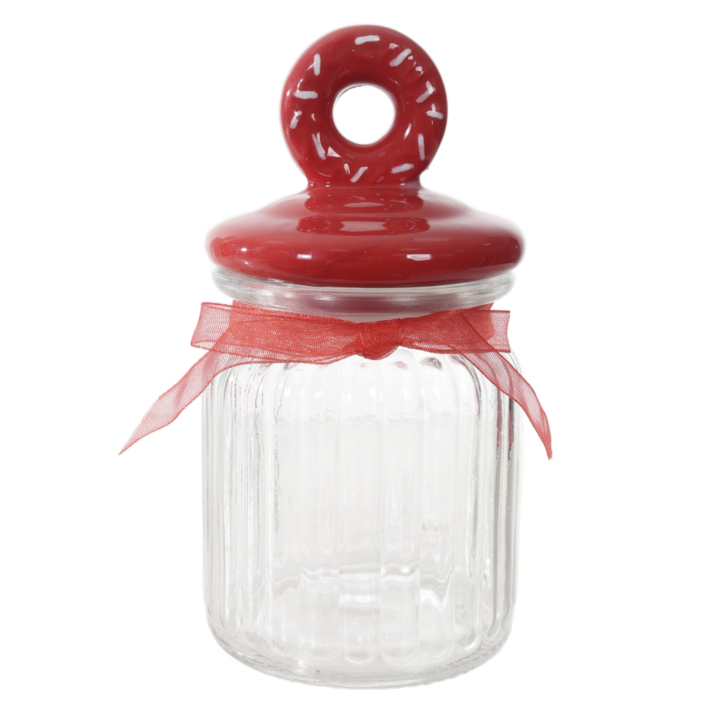 POTE VIDRO 300ml (VERMELHO) 15X7,5cm