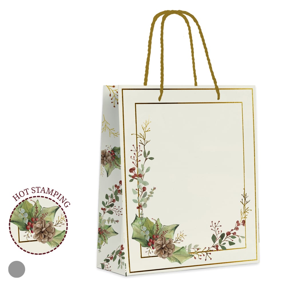 SACOLA PAPEL HOT STAMPING (BEGE) 32X26X12cm