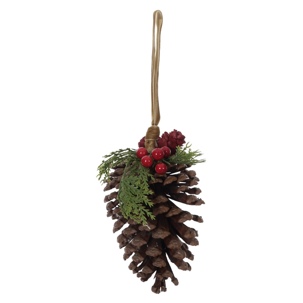 ENFEITE PENDENTE PINHA NATAL (MARROM) 15X7cm