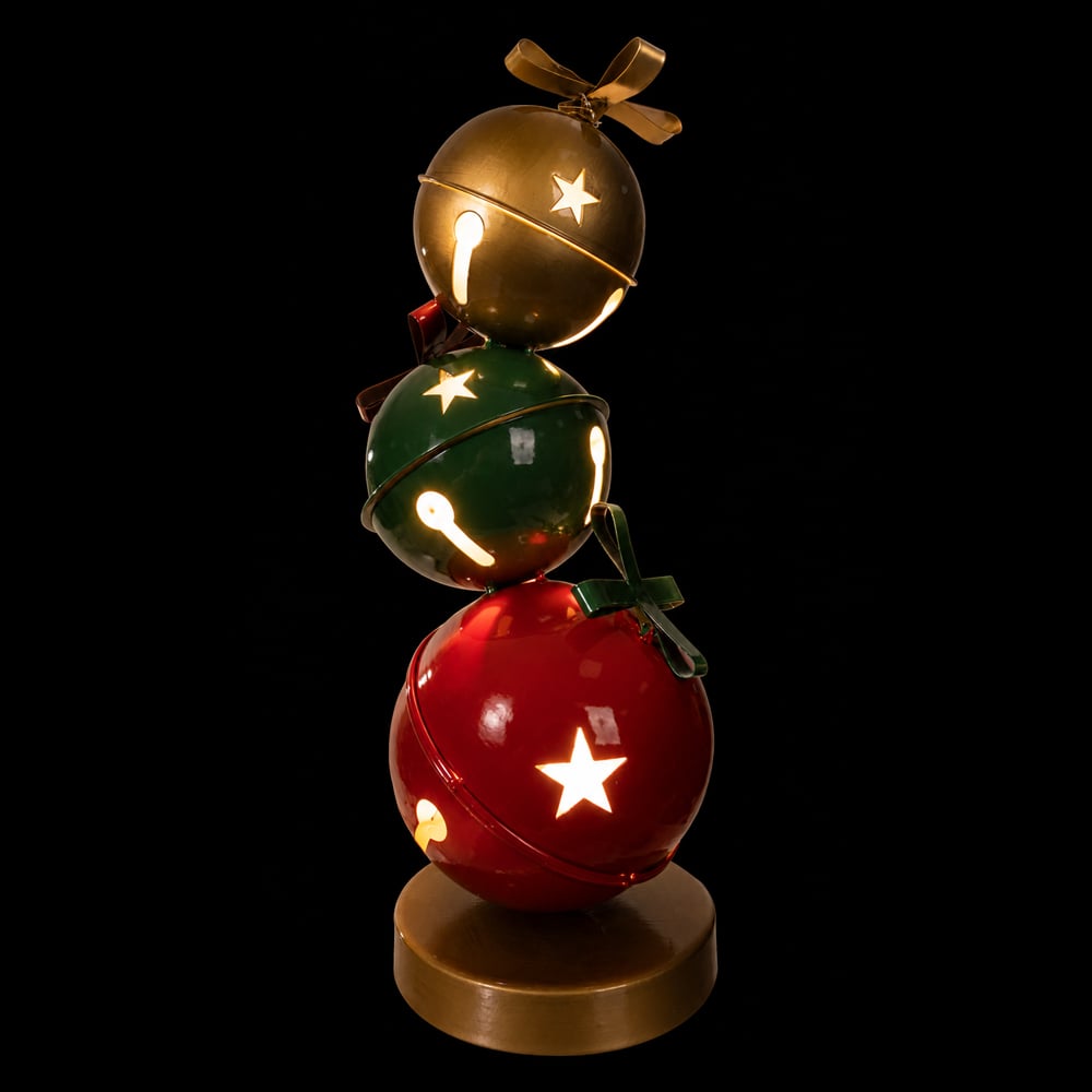 NATAL  TORRE DE BOLAS DECORATIVA C/LED 43X16X16cm (COLORIDO)