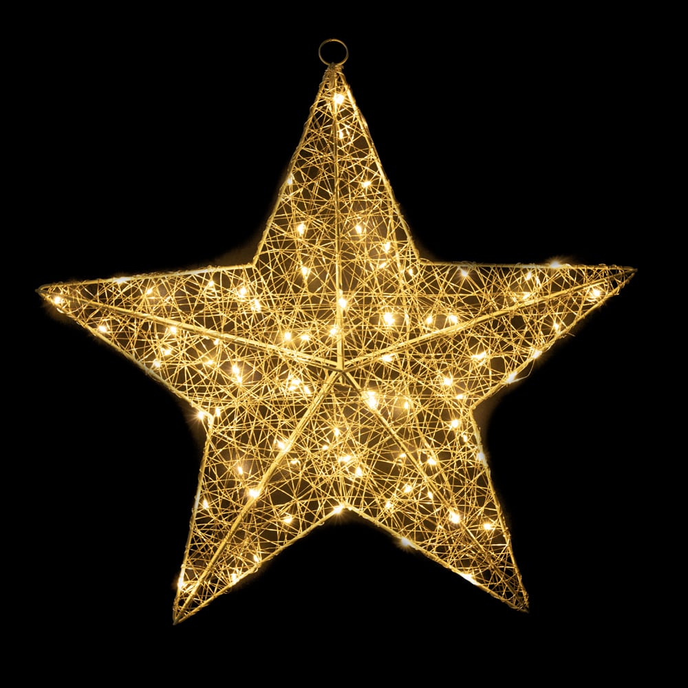ESTRELA 80 LED DOURADA BIVOLT C/LUZ FIXA (BRANCO QUENTE) 60X60X10cm