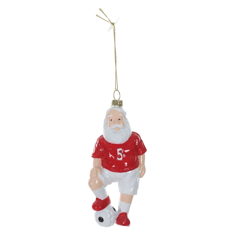 ENFEITE NOEL FUTEBOL NATAL (BRANCO VERMELHO) 14,3X3,6X5,8cm