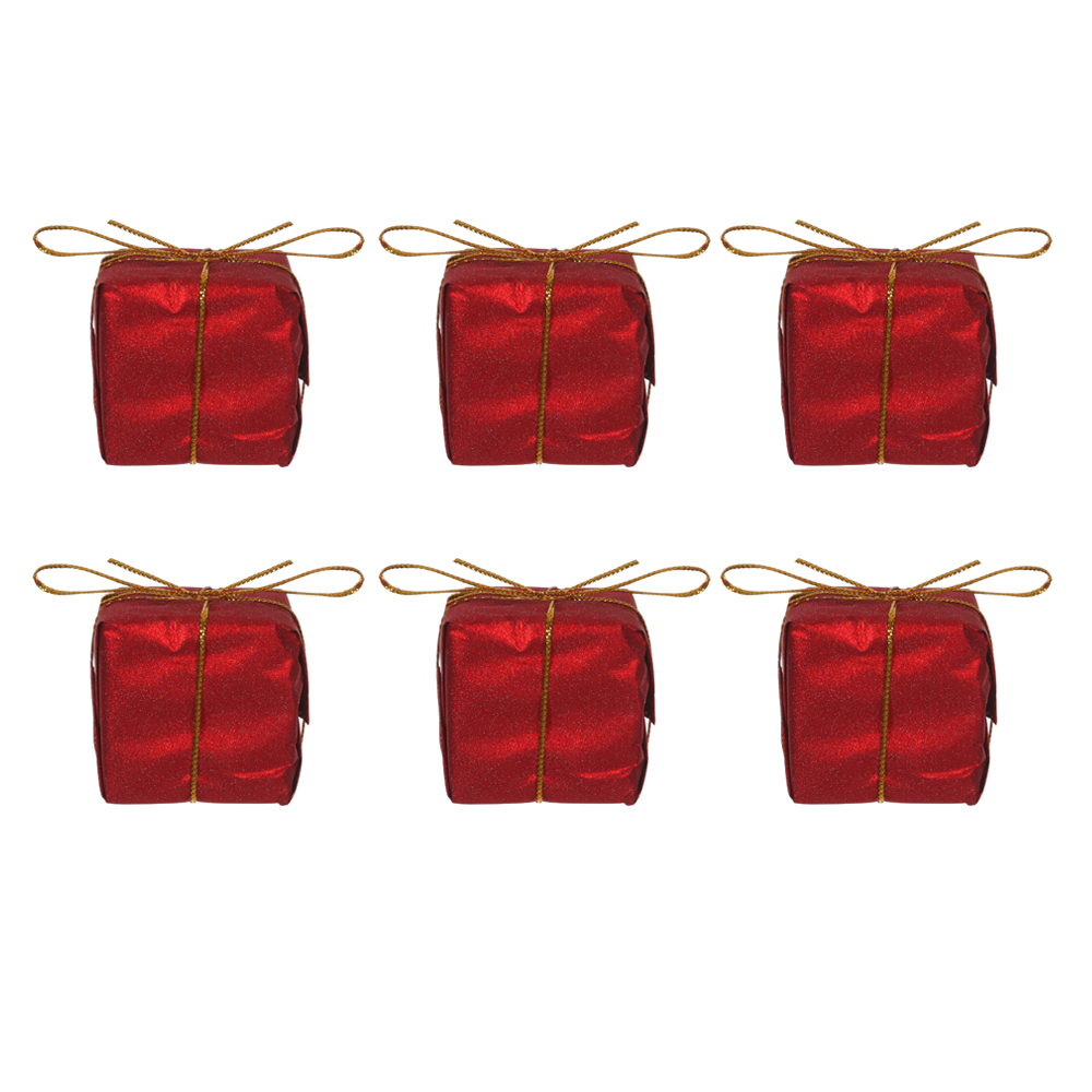 ENFEITE PENDENTE PRESENTE NATAL C/6 (VERMELHO) 4X8,5X16cm 4D