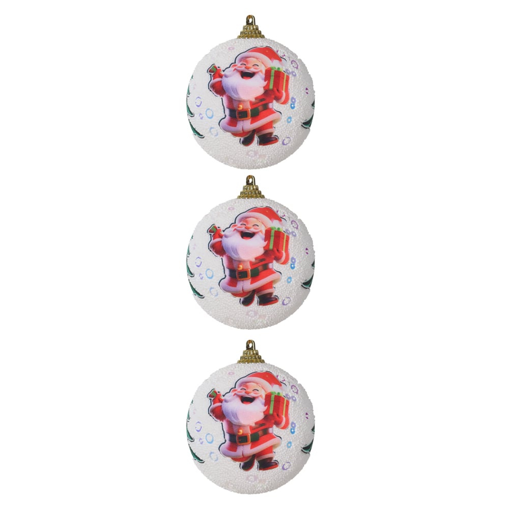 BOLAS DECORADAS NATAL C/3 (BRANCO) 8X8X23,5cm 8D
