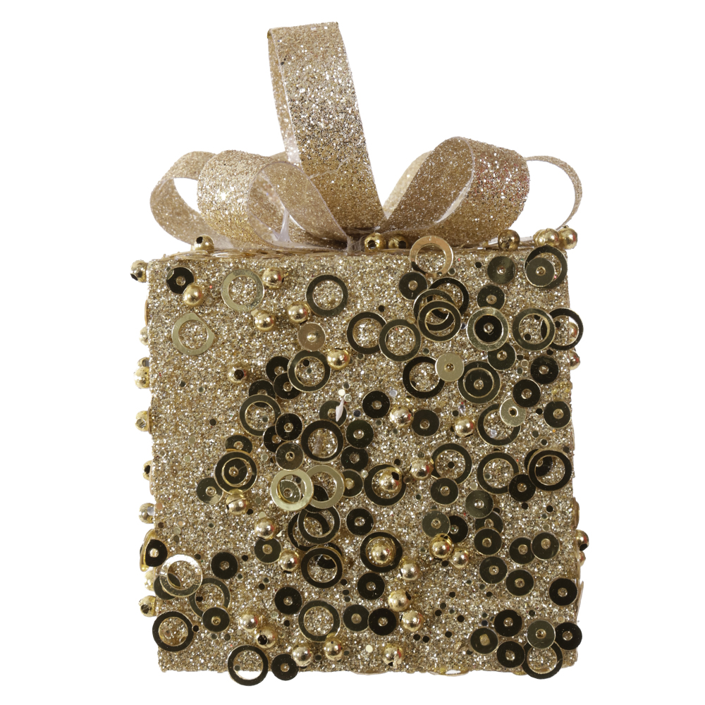 ENFEITE PENDENTE PRESENTE NATAL (DOURADO) 6X9,5X6cm 6D