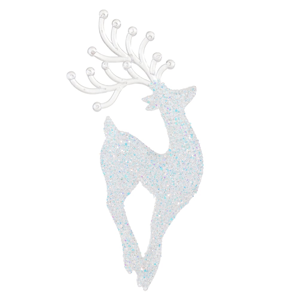 ENFEITE PENDENTE RENA NATAL (IRIDESCENTE TRANSPARENTE) 18X1X6,5cm