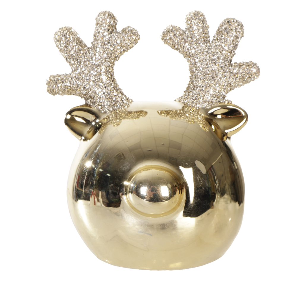 NATAL RENA  DECORATIVA 11,7X9X10cm (DOURADO)