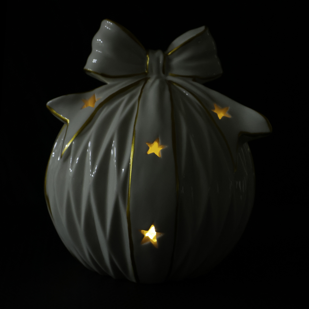 NATAL BOLA  DECORATIVA C/LED 9,1X8,3X8,3cm (BRANCO)