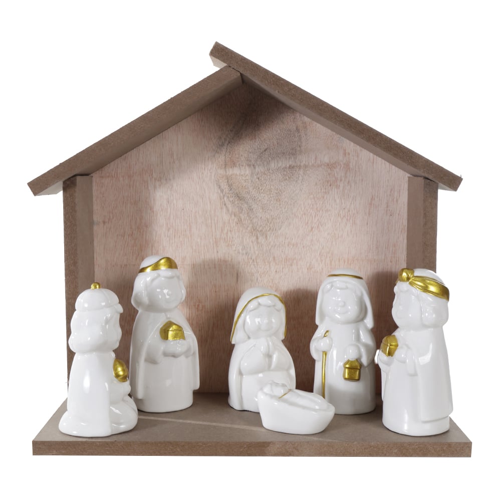 NATAL PRESEPIO  DECORATIVO 24X26X10,4cm (MARROM)