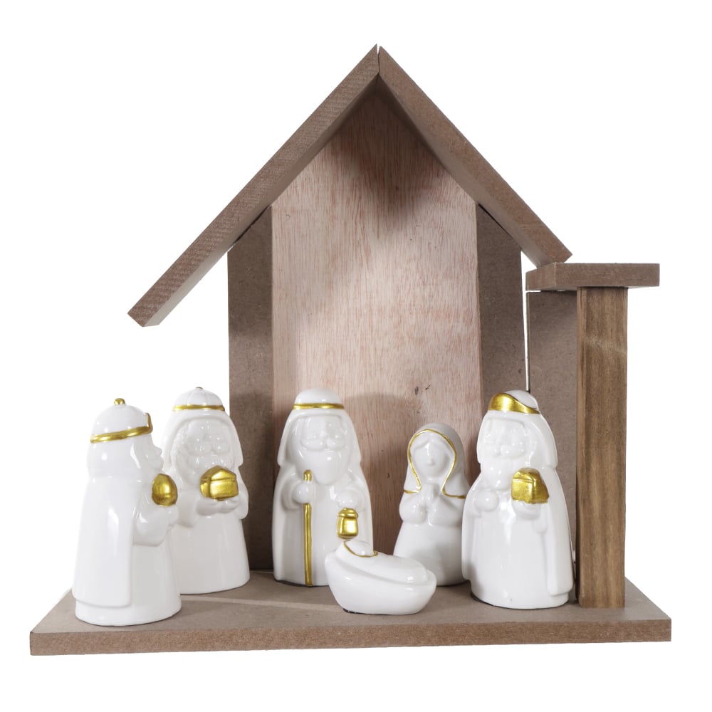 NATAL PRESEPIO  DECORATIVO 25,4X24,7X10,4cm (MARROM)