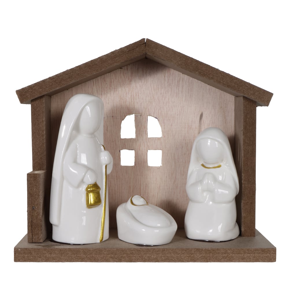 NATAL PRESEPIO  DECORATIVO 13,7X18X7,1cm (BRANCO)