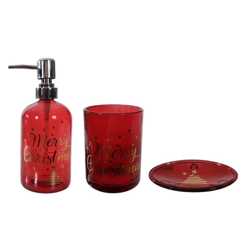 KIT  PARA BANHEIRO 450ml 18,5cm (VERMELHO DOURADO)