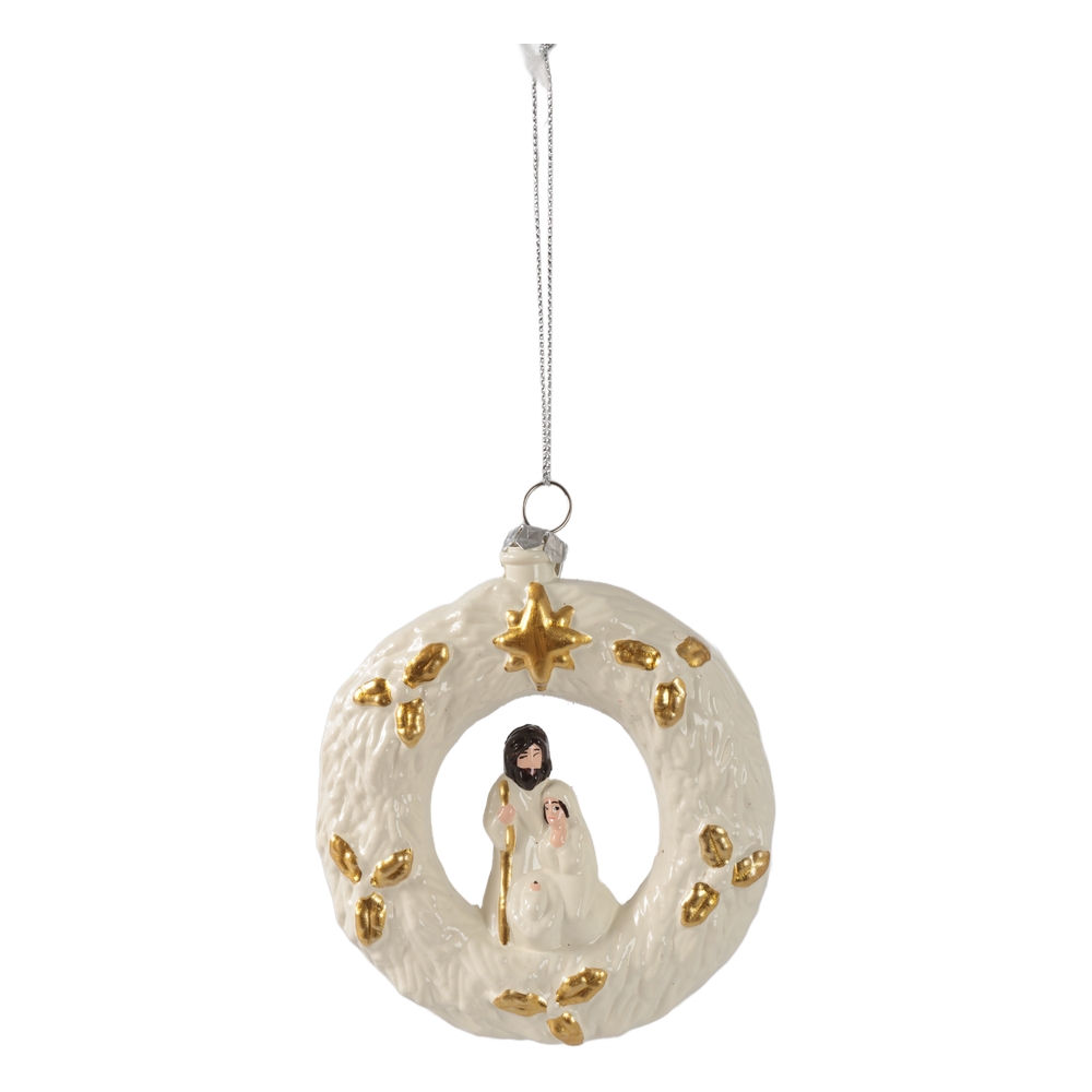ENFEITE RELIGIOSO NATAL (BEGE DOURADO) 9,6X10,2X2,6cm
