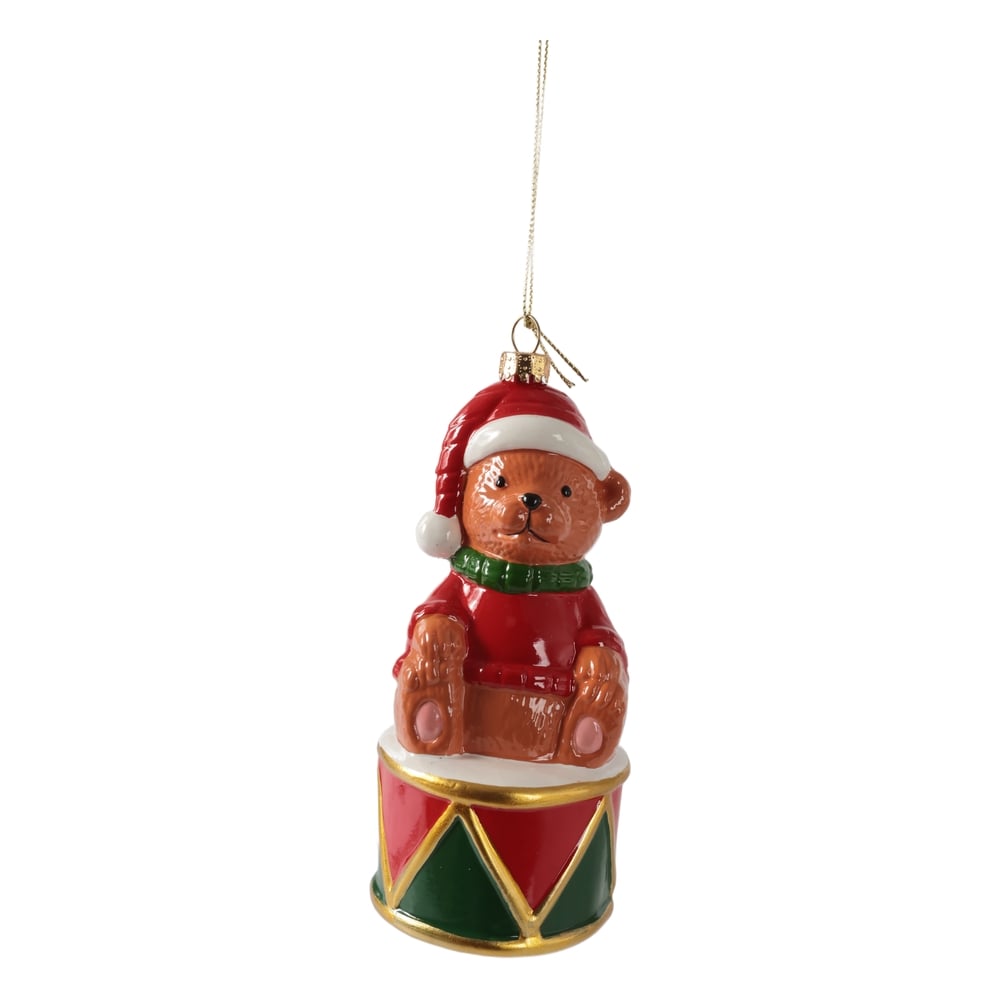 ENFEITE URSO NATAL (VERMELHO VERDE) 6,6X13,5X6,5cm
