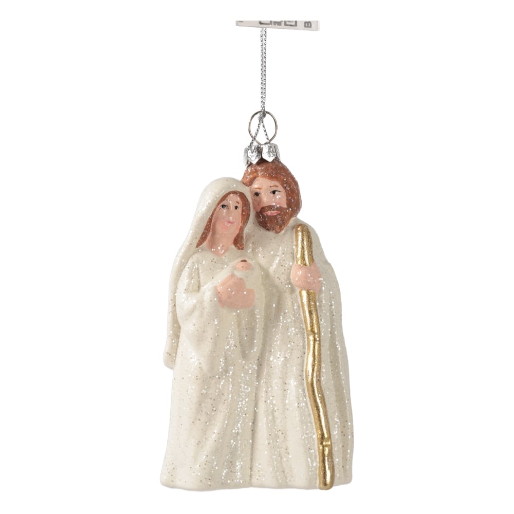 ENFEITE RELIGIOSO NATAL (BRANCO DOURADO) 7X12X4cm