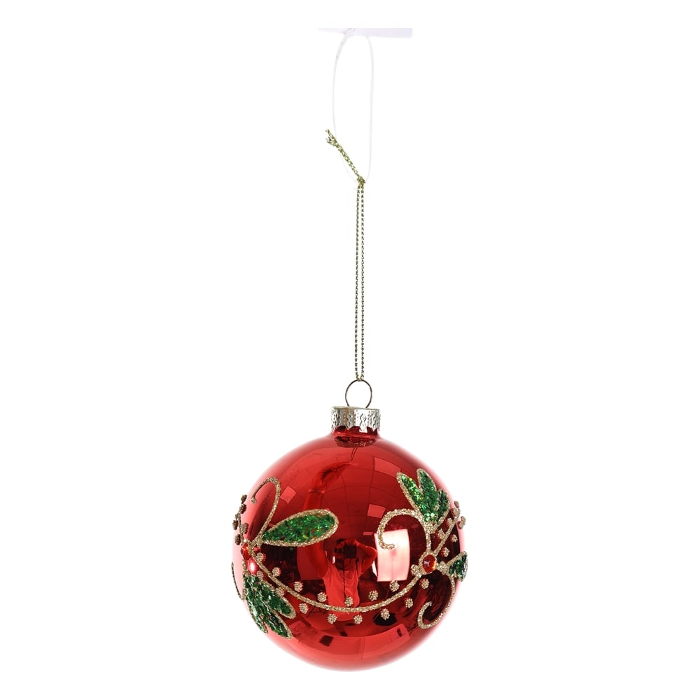 BOLAS DECORADAS VIDRO BOROSSILICATO NATAL (VERMELHO) 8D