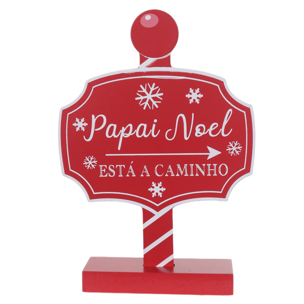 NATAL PLACA  DECORATIVA 19,5X4X14cm (VERMELHO BRANCO)