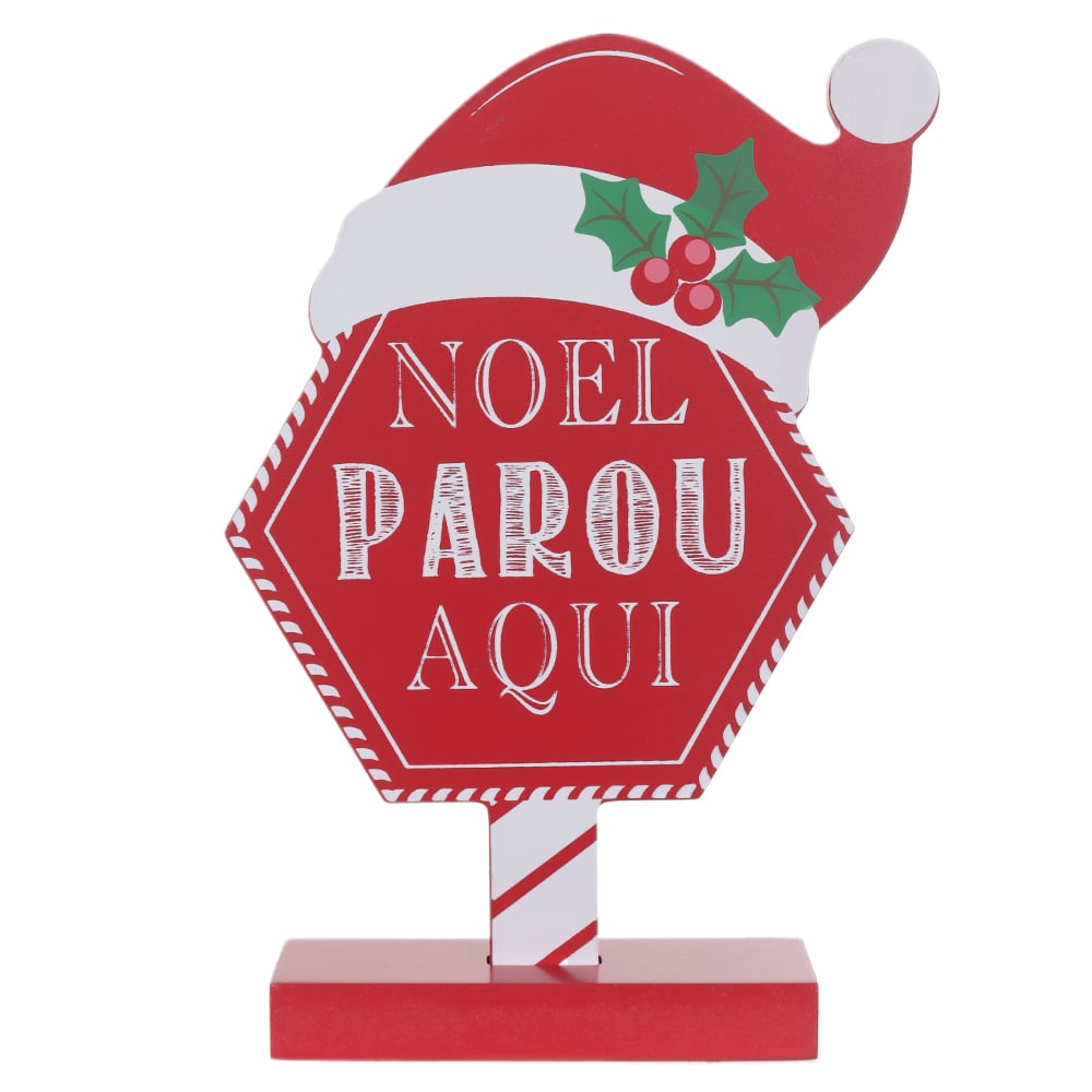 NATAL PLACA  DECORATIVA 19,5X4X14cm (VERMELHO BRANCO)