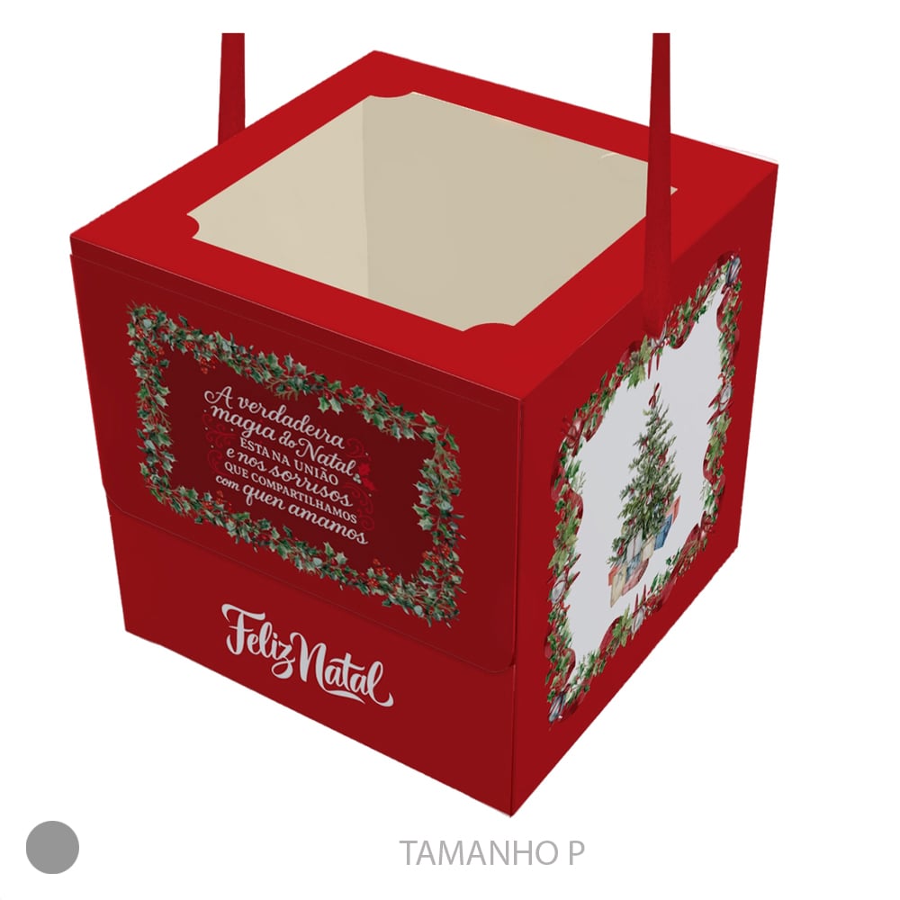 CAIXA PANETONE PAPEL (VERMELHO) 9X9X9cm