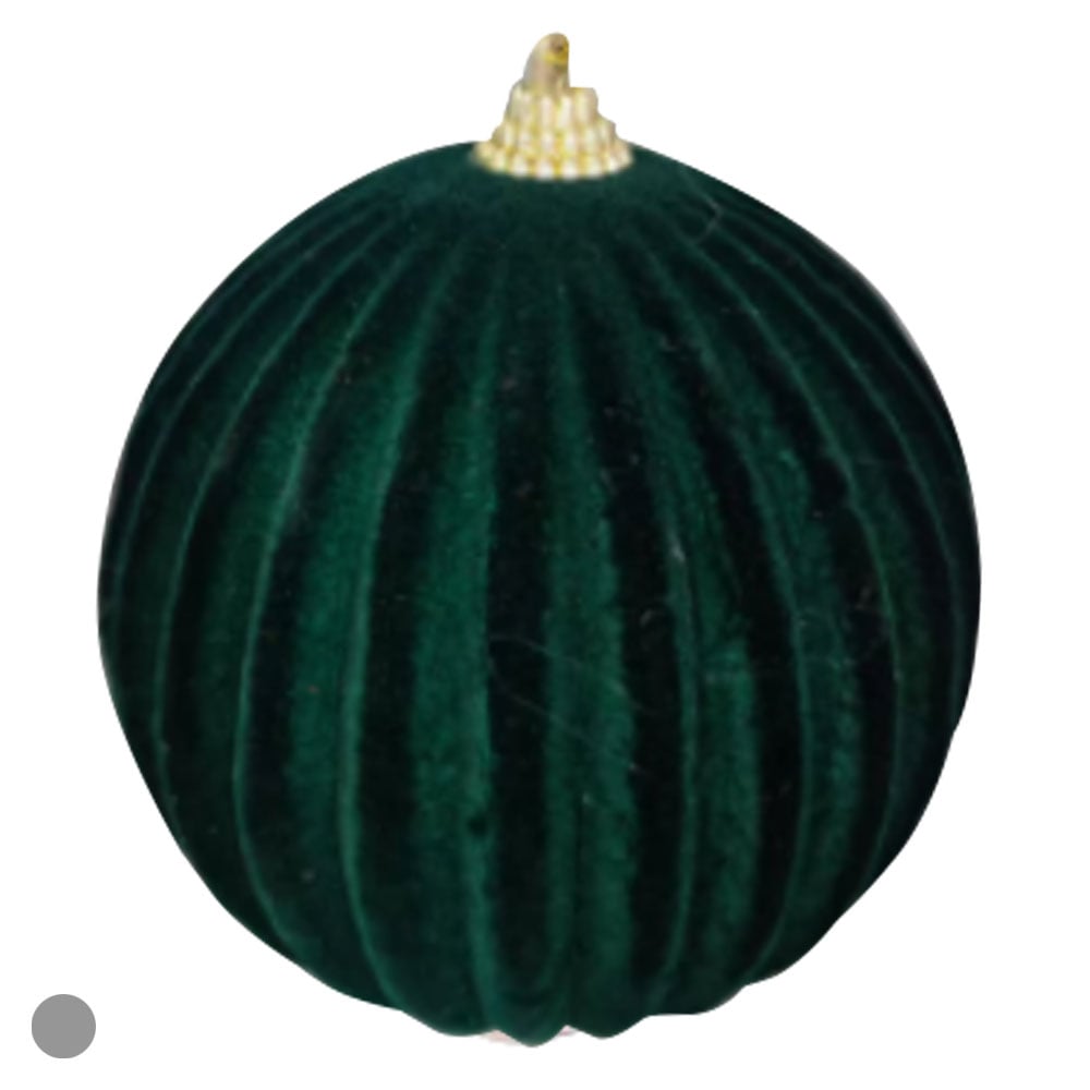 BOLAS DECORADAS AVELUDADA NATAL (VERDE ESCURO) 10D