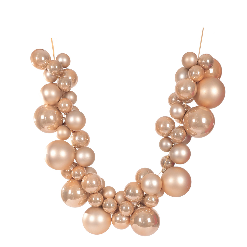 BOLAS DECORADAS CORDAO DE BOLAS 12CM 8CM 6CM (DOURADO) 1,8m