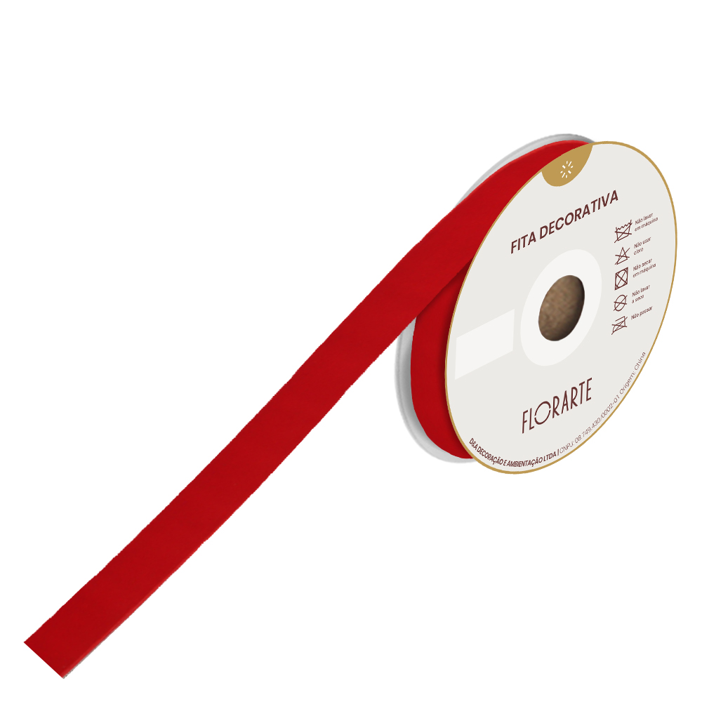 FITA VELUDO PARA EMBALAGEM (VERMELHO) 2,5cmX9,14m