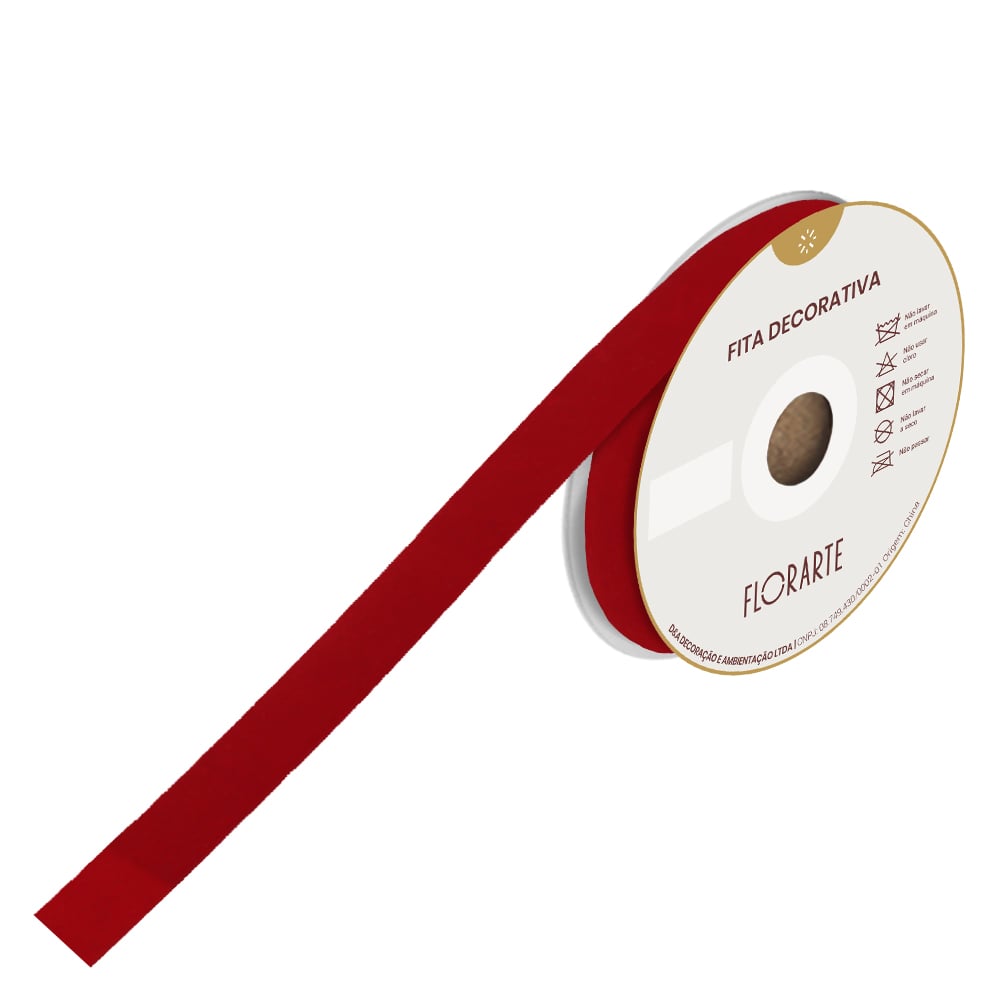 FITA VELUDO PARA EMBALAGEM (VERMELHO) 2,5cmX9,14m
