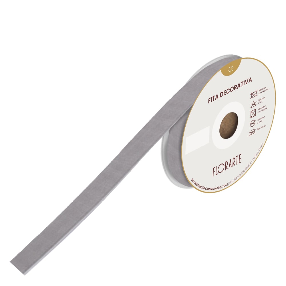 FITA VELUDO PARA EMBALAGEM (CINZA) 2,5cmX9,14m