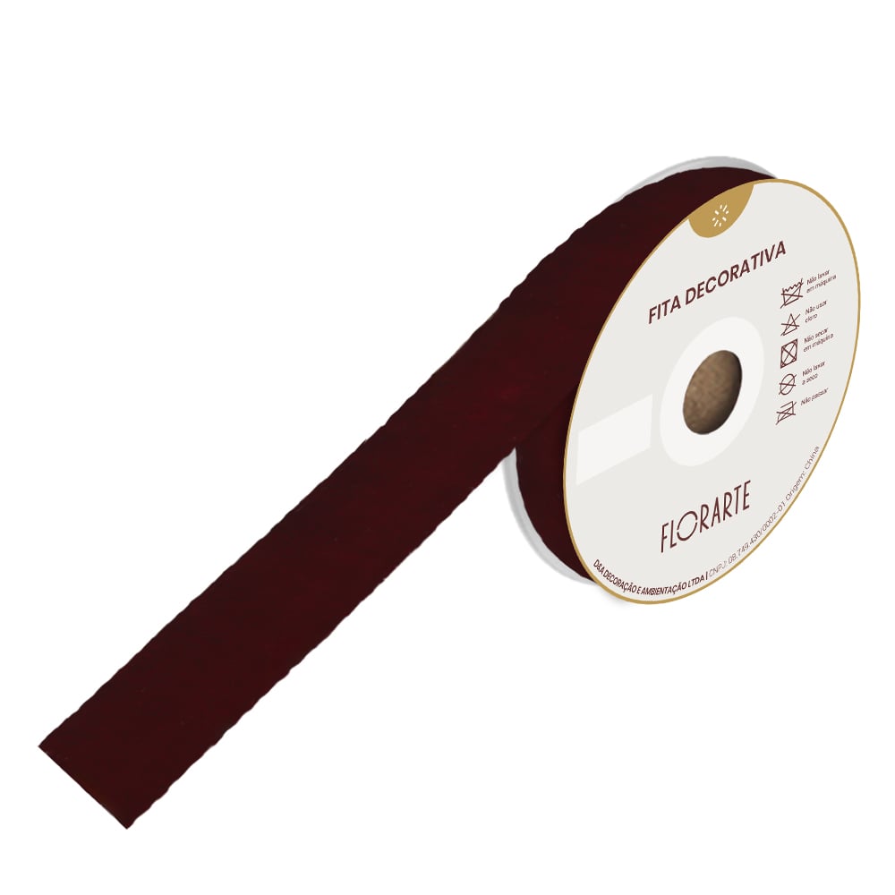FITA VELUDO PARA EMBALAGEM (BORDO) 3,8cmX9,14m