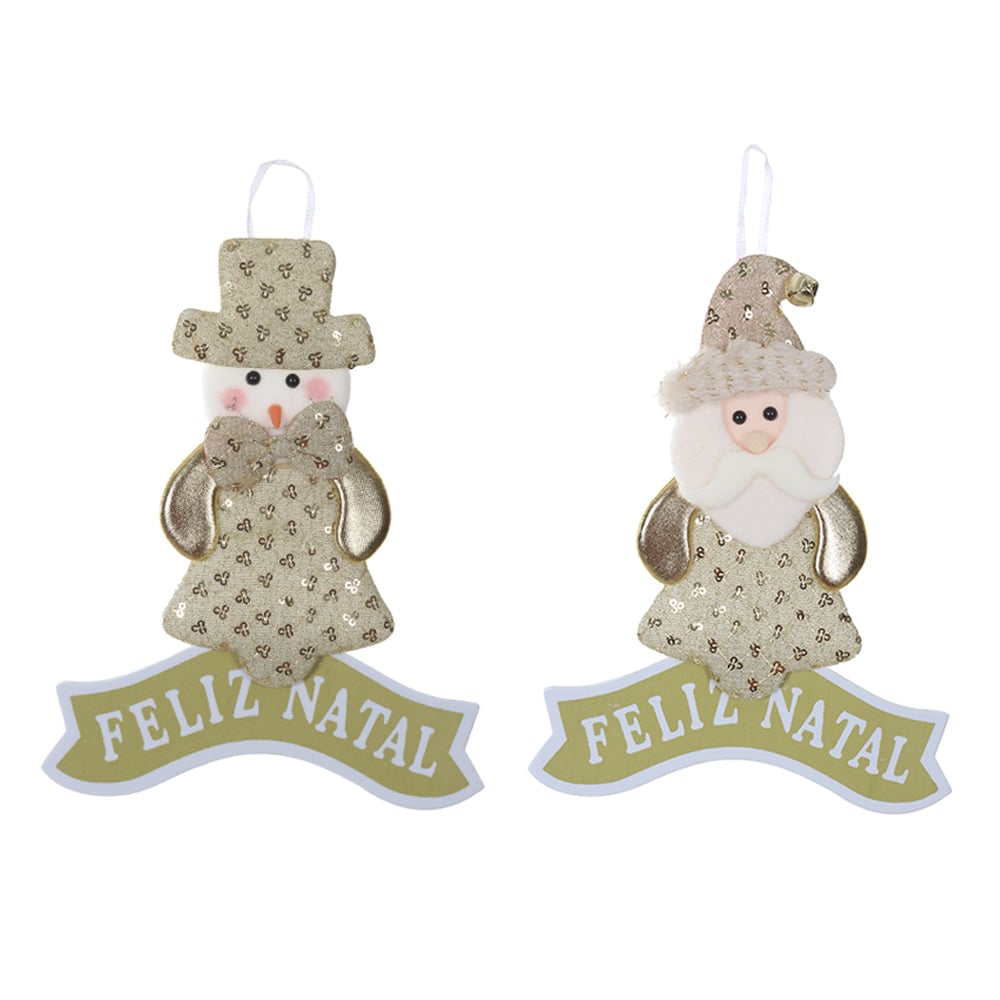 ENFEITE SORTIDO NOEL, BONECO DE NEVE NATAL (DOURADO) 18X22cm
