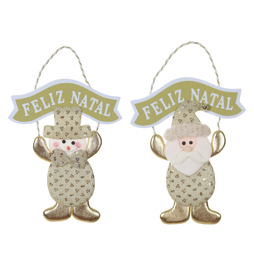 ENFEITE SORTIDO NOEL, BONECO DE NEVE NATAL (DOURADO) 18X22cm