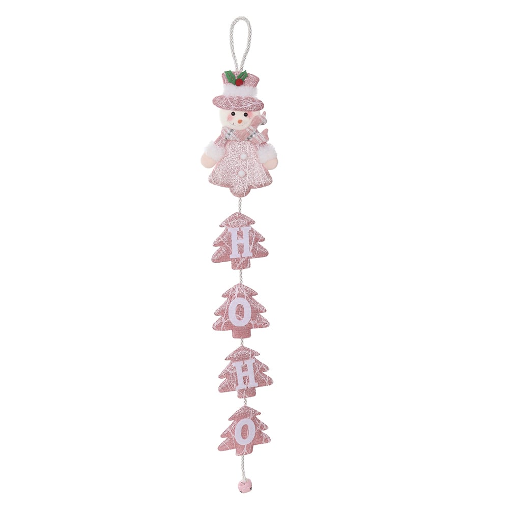 ENFEITE BONECO DE NEVE NATAL (ROSA) 12X65cm