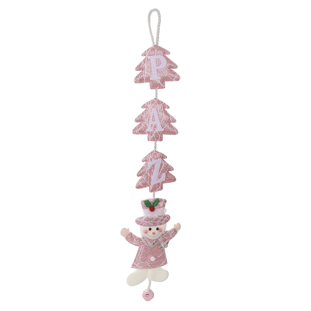 ENFEITE BONECO DE NEVE NATAL (ROSA) 13X55cm