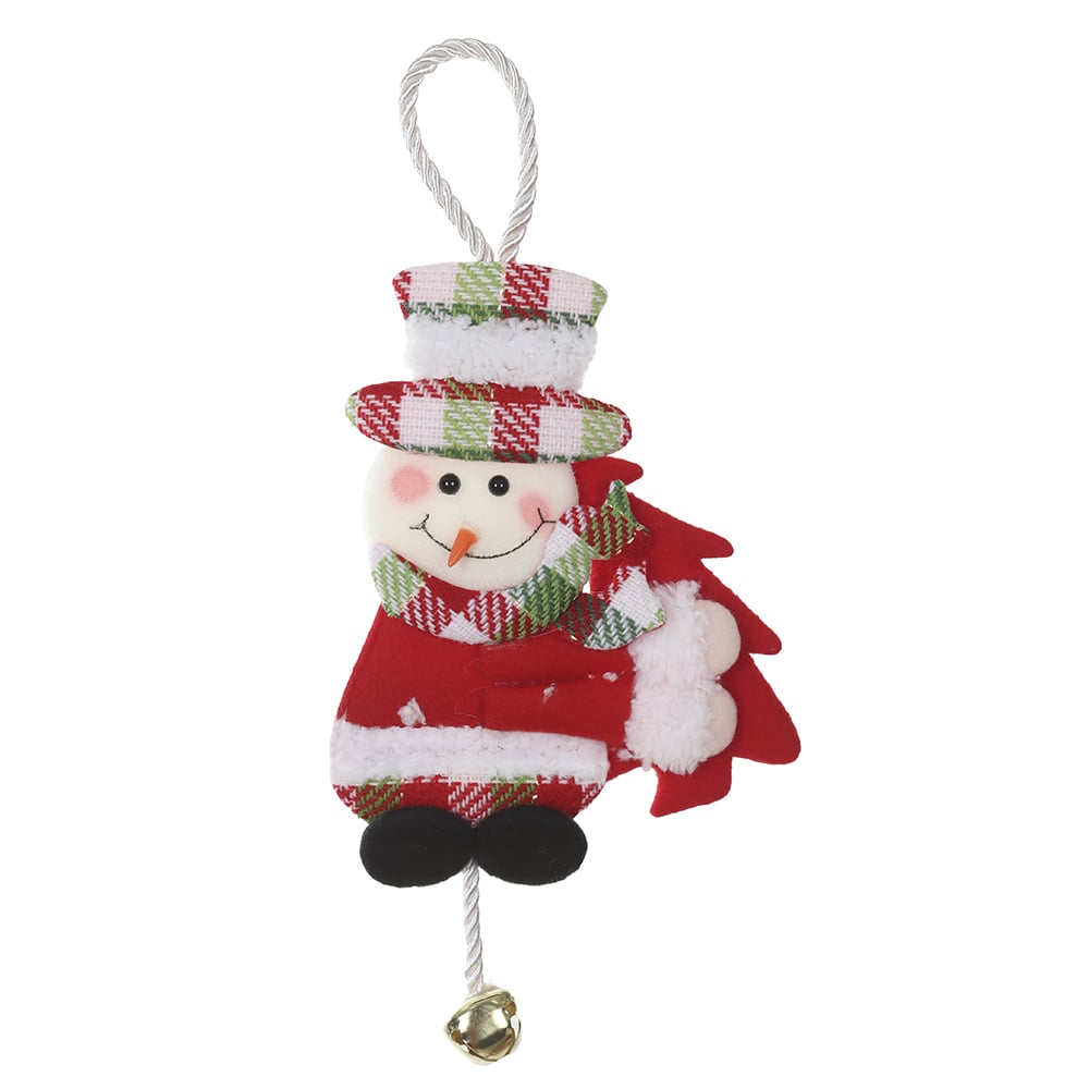 ENFEITE BONECO DE NEVE NATAL (VERMELHO VERDE) 12X30cm