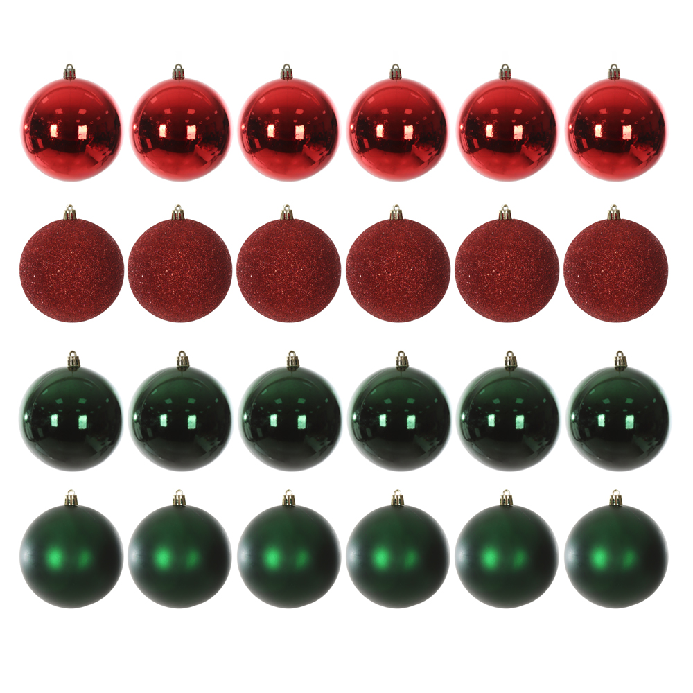 BOLAS DECORADAS NATAL C/24 (VERDE VERMELHO) 10D