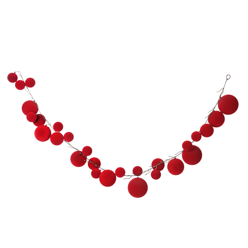 BOLAS DECORADAS CORDAO DE BOLAS (VERMELHO) 1,9m
