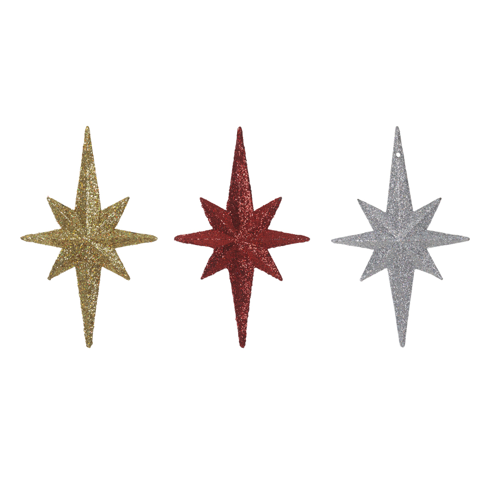ENFEITE ESTRELA NATAL (COLORIDO) 7,5X12cm