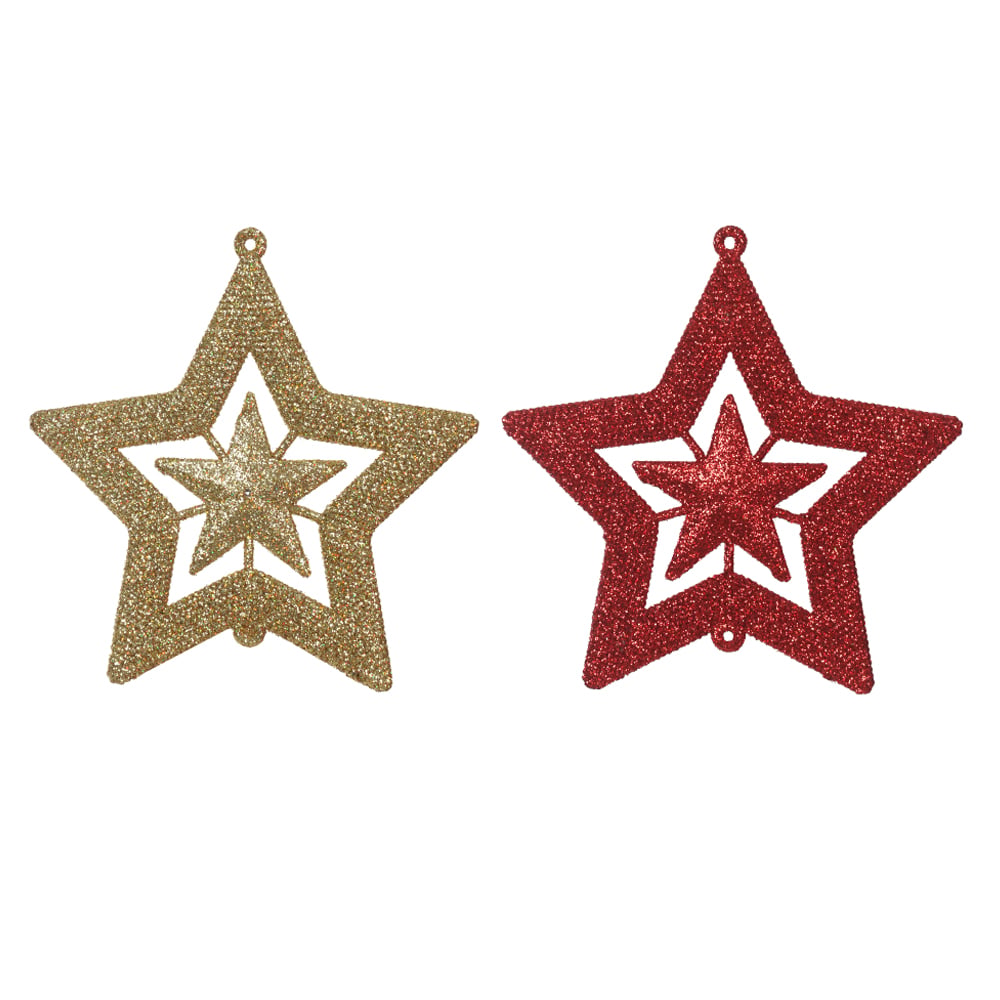 ENFEITE ESTRELA NATAL (COLORIDO) 13X13cm