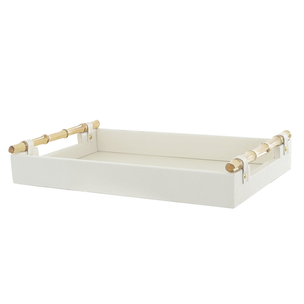 BANDEJA DECOR MDF REVEST PU NATURE (OFF WHITE) 7X40X25cm