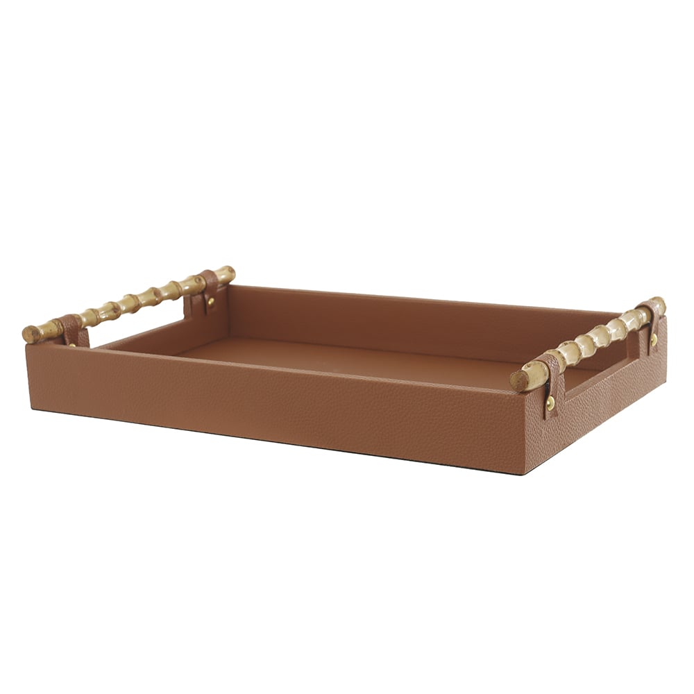 BANDEJA DECOR MDF REVEST PU NATURE (MARROM) 7X40X25cm