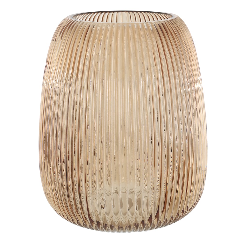 VASO DECORATIVO VIDRO CANELADO (AMBAR) 26cm 21d