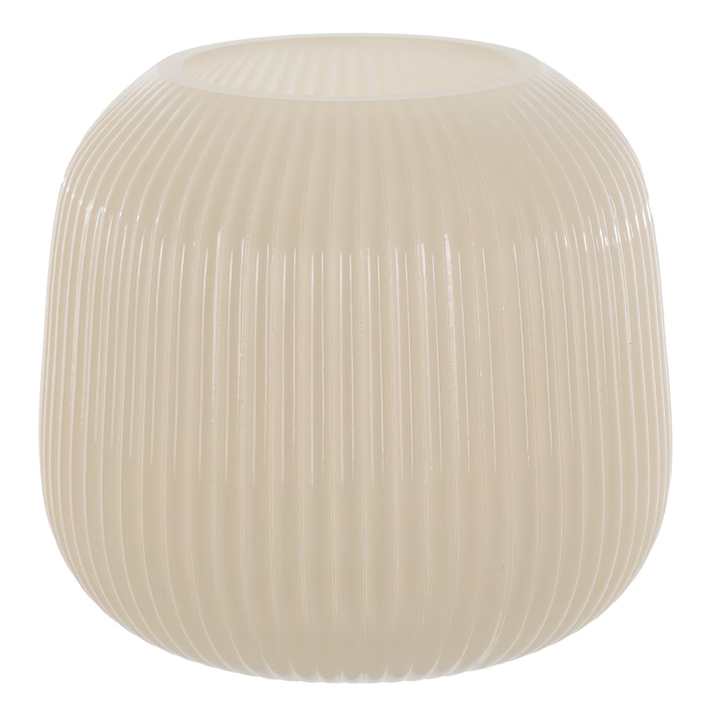 VASO DECORATIVO VIDRO CANELADO (BEGE) 14cm 15,5d