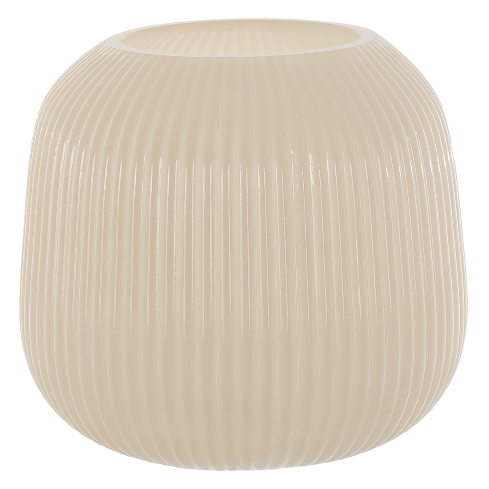 VASO DECORATIVO VIDRO CANELADO (BEGE) 17,5cm 19,5d