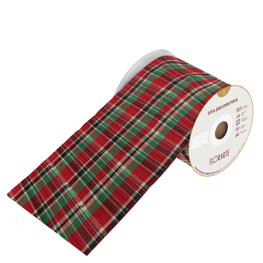FITA ARAMADA XADREZ FACE UNICA (VERMELHO VERDE) 12cmX5m