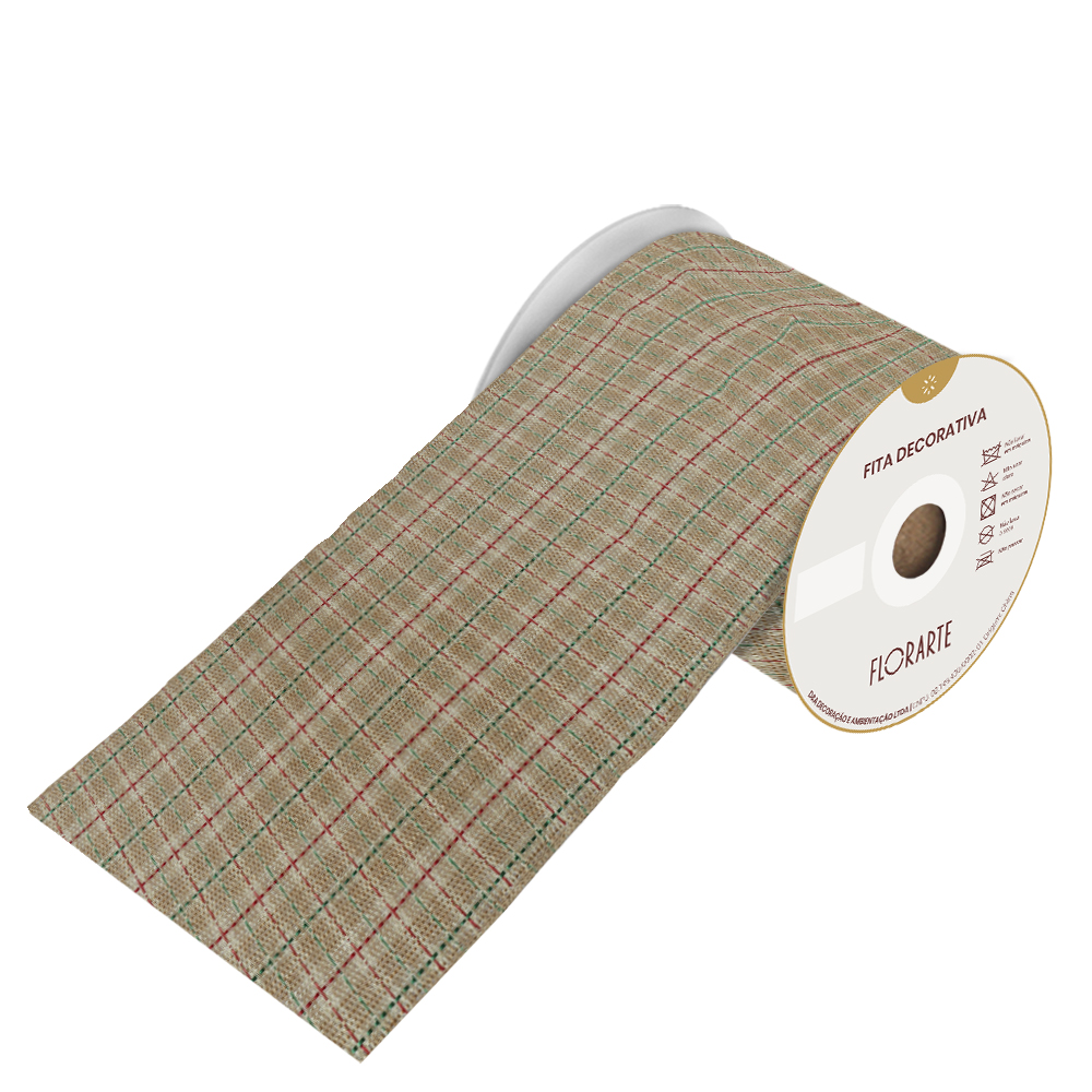 FITA ARAMADA XADREZ FACE UNICA (BEGE BRANCO) 12cmX5m