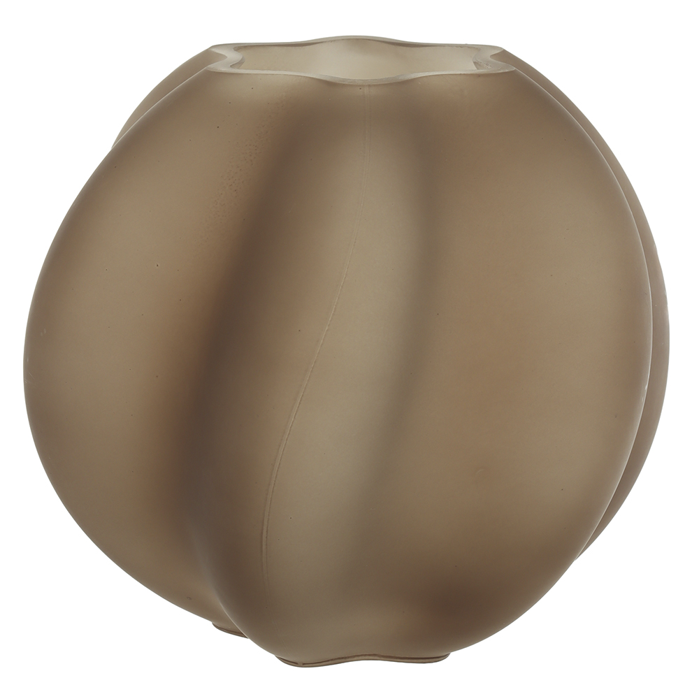 VASO DECORATIVO VIDRO CURVAS (MARROM FOSCO) 15cm 17,5d