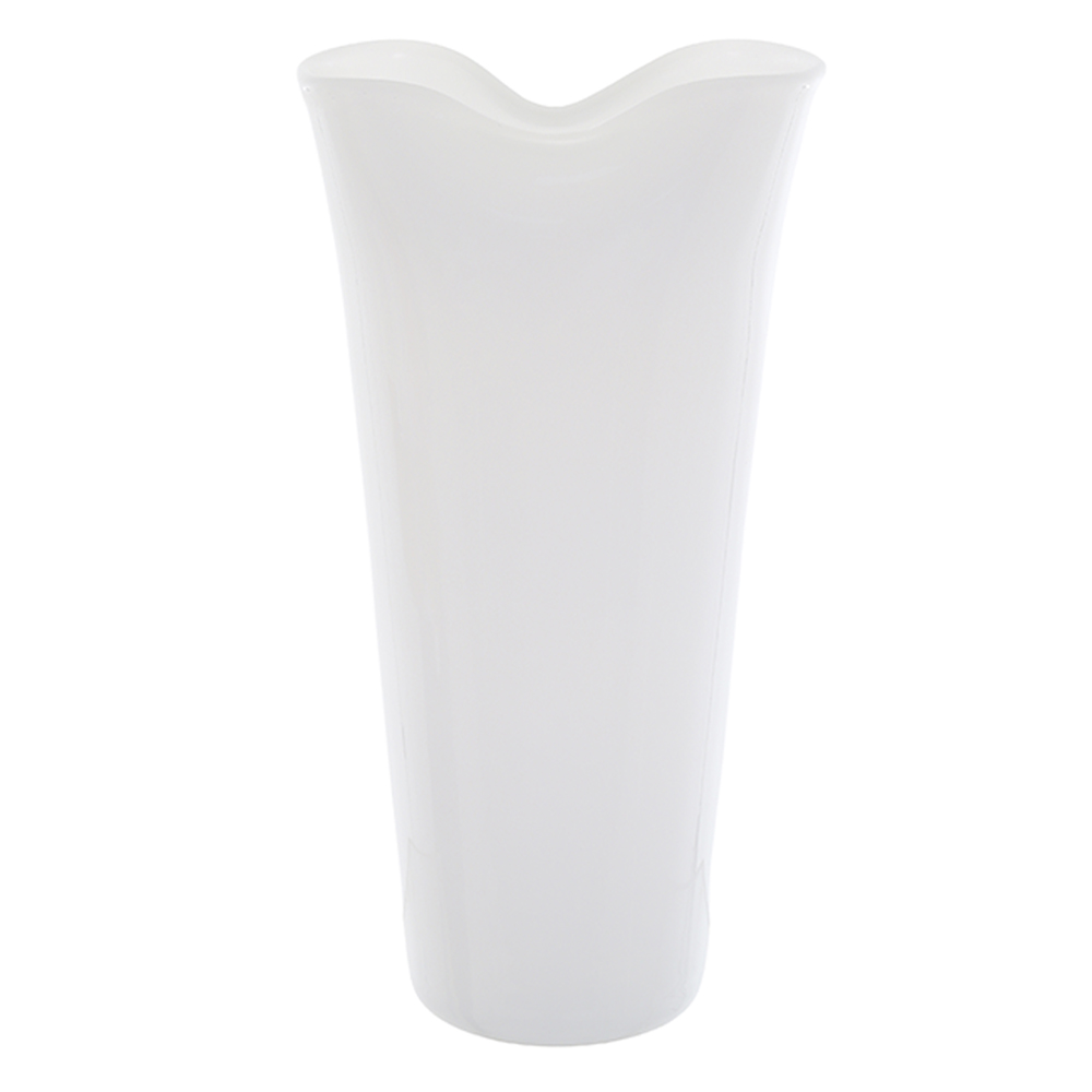 VASO DECORATIVO VIDRO (BRANCO LEITOSO) 31,5X16,5X14,3cm