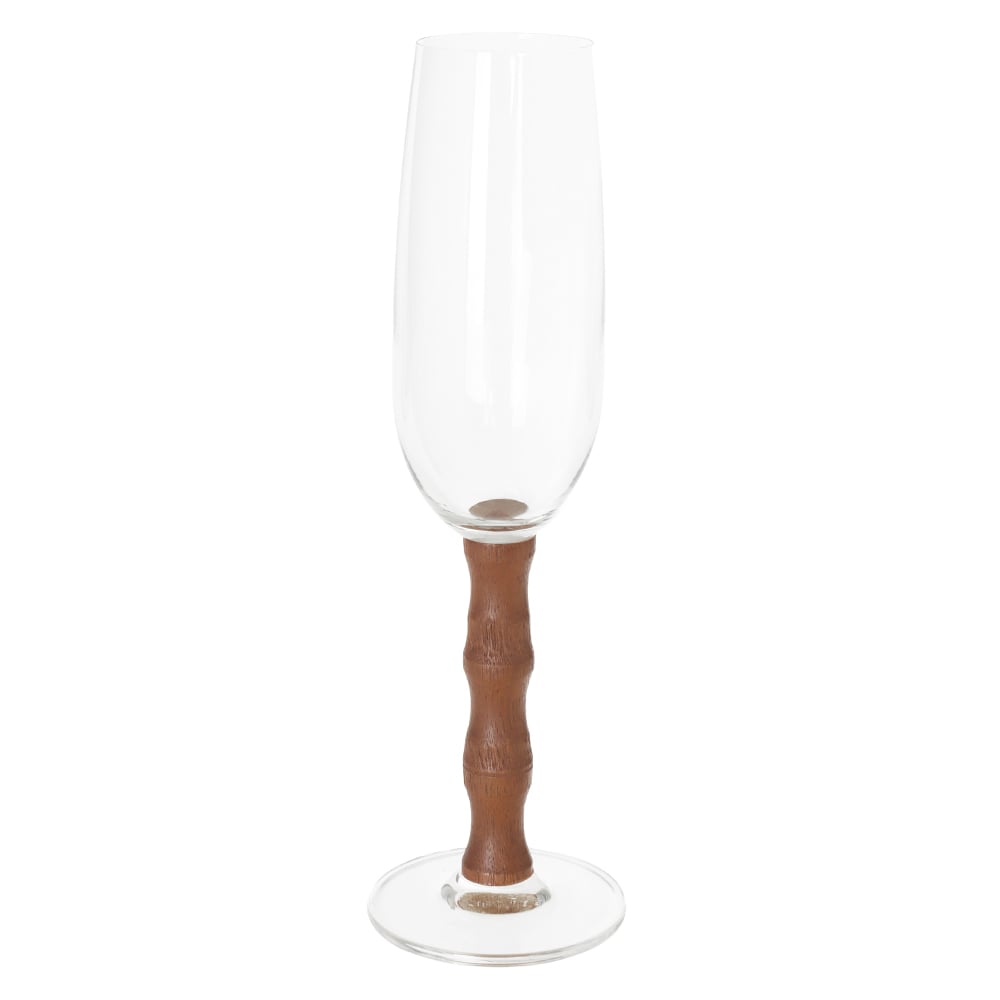 CJ TACAS CHAMPANHE 210ml 22,7X7cm C/4 PCS HASTE MADEIR KOA (TRANSPARENTE)
